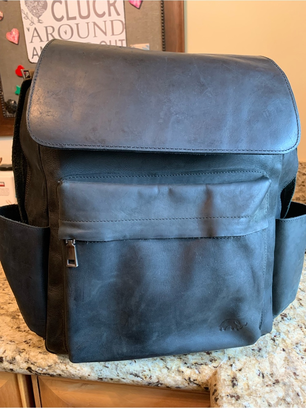 Men's Bullstrap Black Leather Backpack - Sleek Everyday Bag